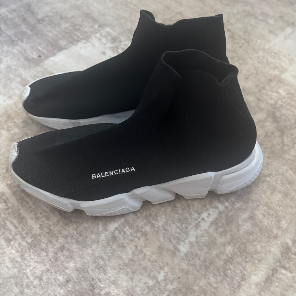 Balenciaga Black and White Mesh Sock Sneakers, Men’s US12 - Picture 3 of 6